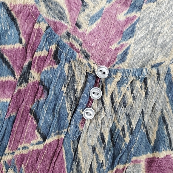 LRL Lauren Ralph Lauren Top Blouse Womens M Blue Purple Abstract 3/4 Sleeve - Picture 7 of 12